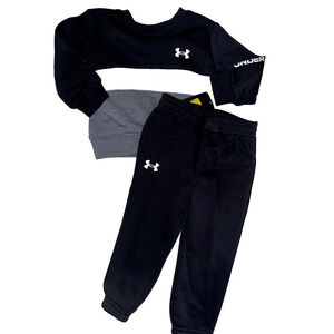 Under Armour 2-Piece Set Sweatshirt and Pants Black White Gray Boys 12M NWT
